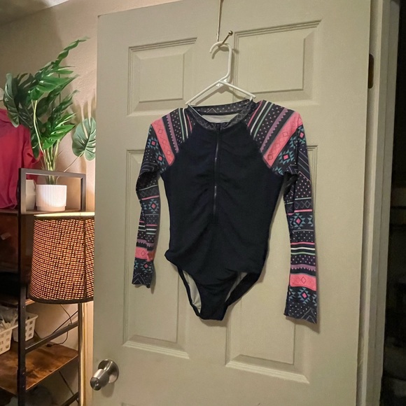 Wonder Nation Pink and Blue swim Bodysuit with Stylish Color Blocking-girls 7 -8 - Picture 1 of 6